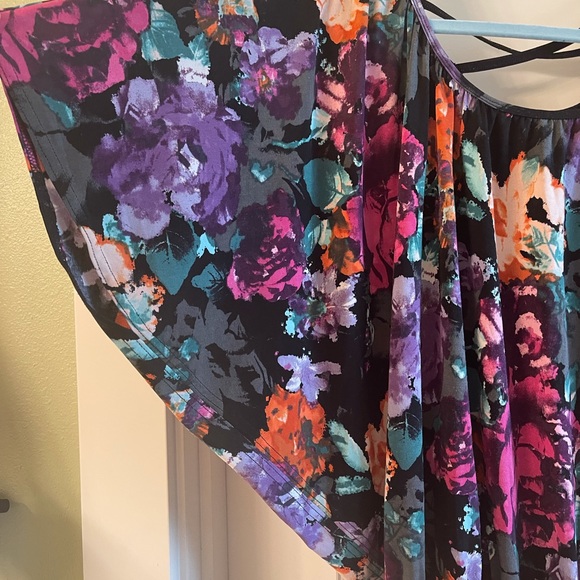 Flowery blouse XL with butterfly sleeves - Picture 3 of 4